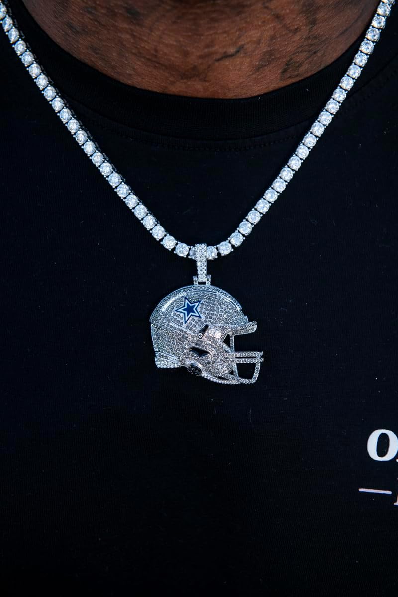 GLD Officially Licensed NFL Sports Team Helmet Pendant - Gold Plated Iced Out Football Necklace Charm - Image 2